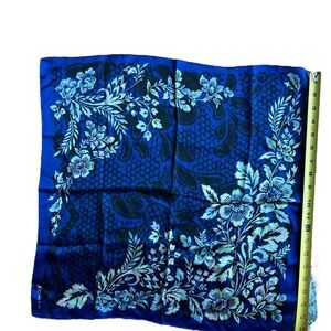 Anne Klein Blue and Black Patterned silk Scarf